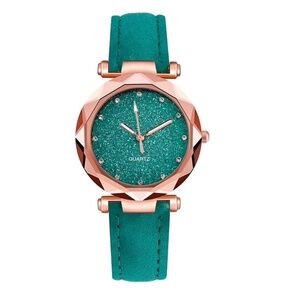 Glamorous Style: Rose Goldtone Green Glitter Crystal-Dial Watch